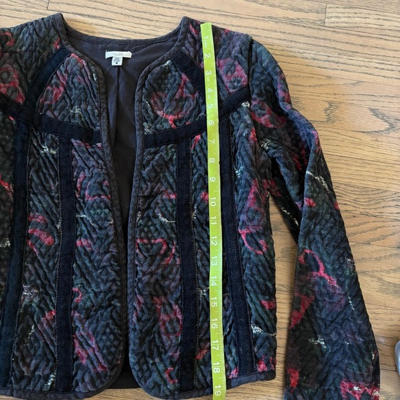 Ecote Urban Outfitters Quilted Floral Velvet Trim Open Front Jacket Small Black - Picture 4 of 6